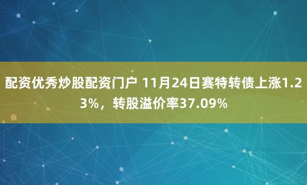 配资优秀炒股配资门户 11月24日赛特转债上涨1.23%，转股溢价率37.09%